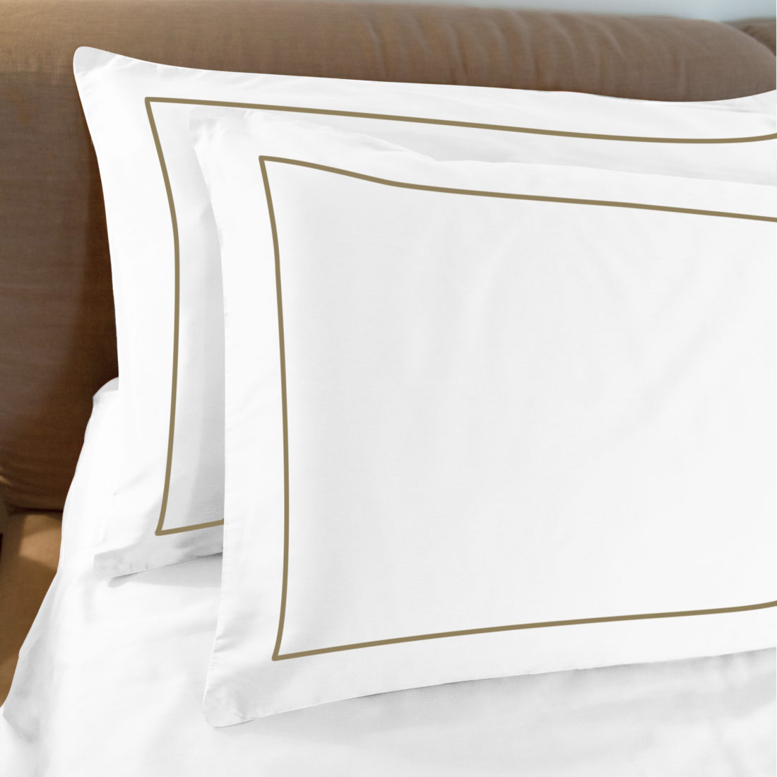 FEDERE PERCALE WHITE+PROFILO BEIGE